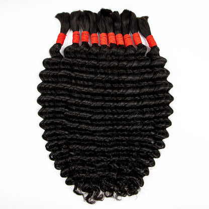 Deep Wave Bulk Human Hair for Boho Braids No Weft 100% Virgin Human Hair Bulk for Braiding Curly Extension Bundles for Women