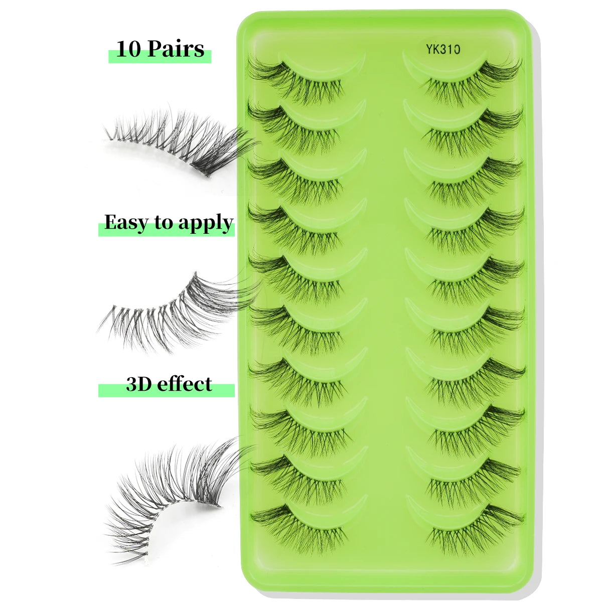 3/10 Pairs Half Lashes Makeup Natural Long Cat Eye Lashes Dramatic False Eyelashes Soft Faux Cils Fake Eyelash Extensions Tool