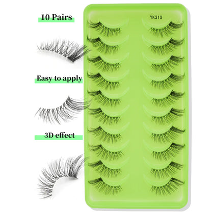 3/10 Pairs Half Lashes Makeup Natural Long Cat Eye Lashes Dramatic False Eyelashes Soft Faux Cils Fake Eyelash Extensions Tool