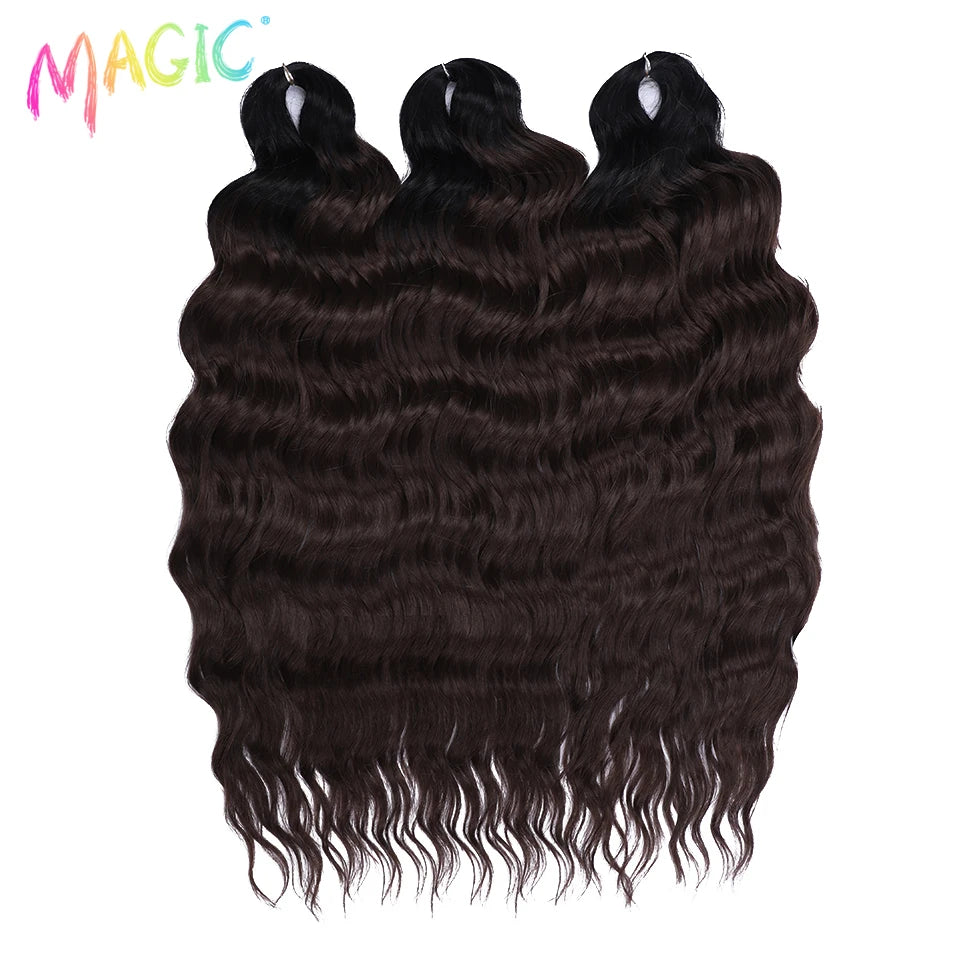 Magic Hair Synthetic Loose Deep Wave Braiding Hair Extensions 24 Inch Water Wave Braid Hair Ombre Blonde Twist Crochet Curly Hai