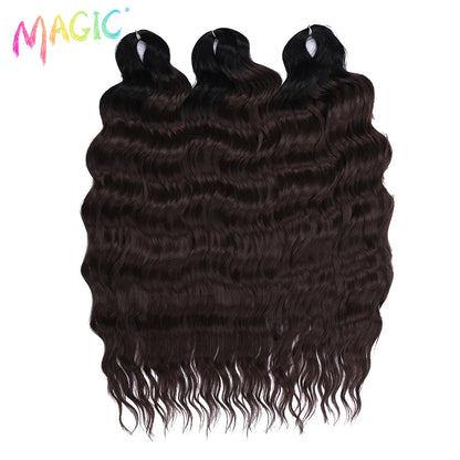 Magic Hair Synthetic Loose Deep Wave Braiding Hair Extensions 24 Inch Water Wave Braid Hair Ombre Blonde Twist Crochet Curly Hai