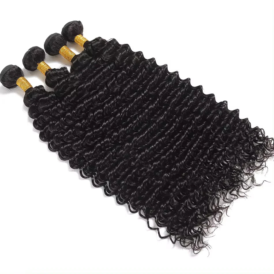 30Inch Deep Wave 1 3 4 Bundles Deal Malaysian Hair Weave Bundles 100% Virgin Human Depp Water Curly Bundles Extensions Tissage