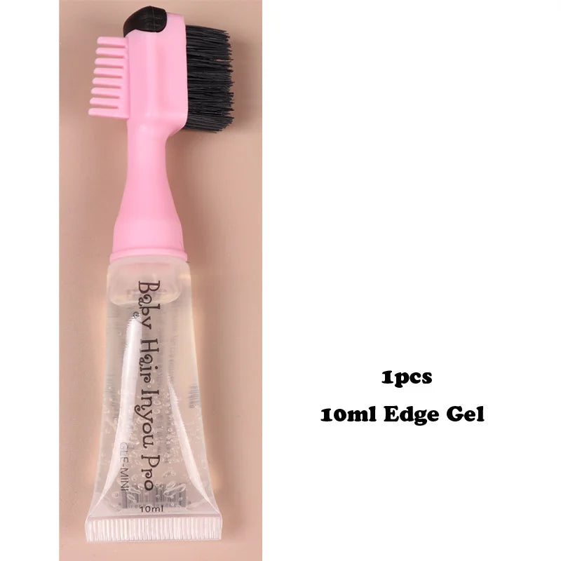 1Pcs Hair Styling Edge Control Gel With Brush For Baby Hair Portable Hair Fixative Gel Hair Cream For Natural Hair Africa 10Ml