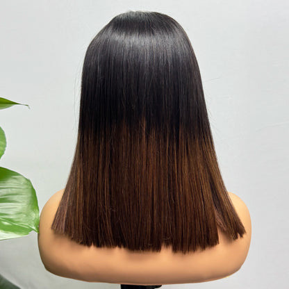 Vietnamese Human Hair 300% Density Double Drawn Bone Straight Bob Human Hair Wigs 5x5 Transparent Lace Closure Wig for Women