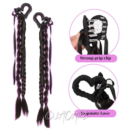 Ponytail Extension Bow Claw Curly Wavy Clip in Hairpiece Ponytail Hair Extensions Long Pony Tail Synthetic for Women Girl Daily