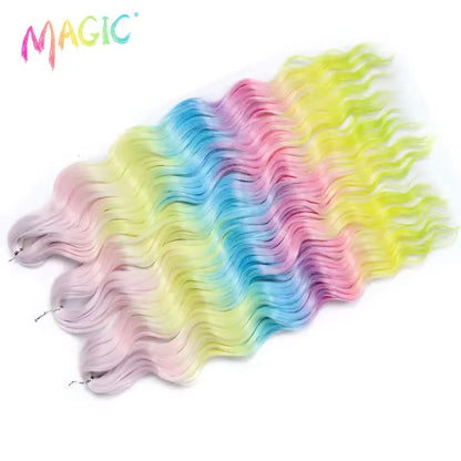 Magic Hair Synthetic Loose Deep Wave Braiding Hair Extensions 24 Inch Water Wave Braid Hair Ombre Blonde Twist Crochet Curly Hai
