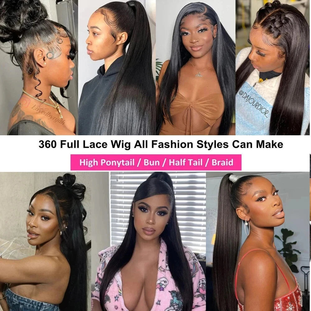 360 Full Lace Wig Human Hair Pre Plucked Bone Straight Lace Fronta Wigs Glueless Hd Lace Frontal Wig Human Hair Wigs For Women