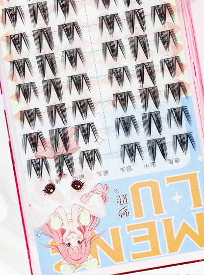 New Doll Lashes Extension Natural Cat Eye False Eyelashes Cosplay Makeup Cross Strip Eye Lashes Handmade Manga Anime Lash