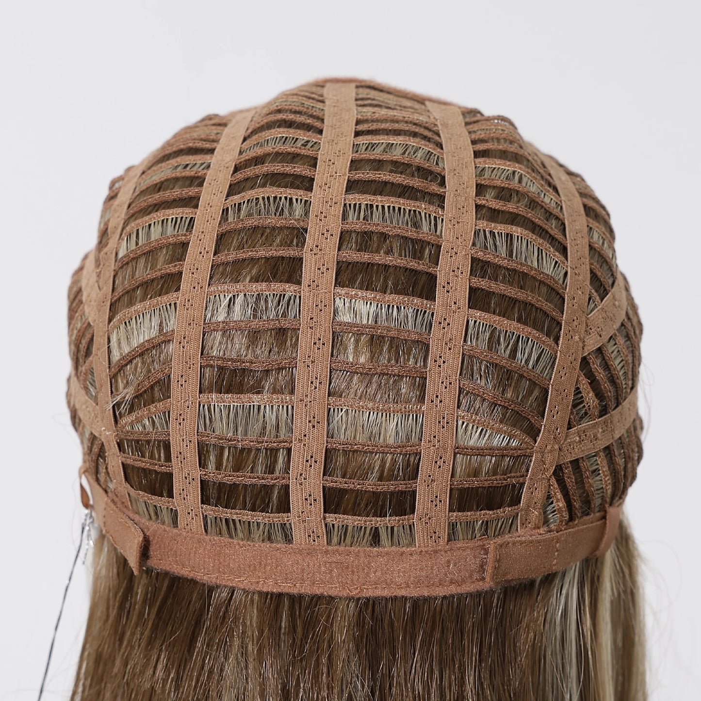 MONO Lace Frontal Synthetic Wigs Light Brown Blonde Hair Middle Length Straight Layered Wigs for White Women Daily 16inches Hair