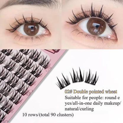 3D DIY Segment False Eyelashes – Glue-Free, Easy Wear, Reusable Cluster Lashes for Natural Korean Look & Eye-Enlarging Daily Mak