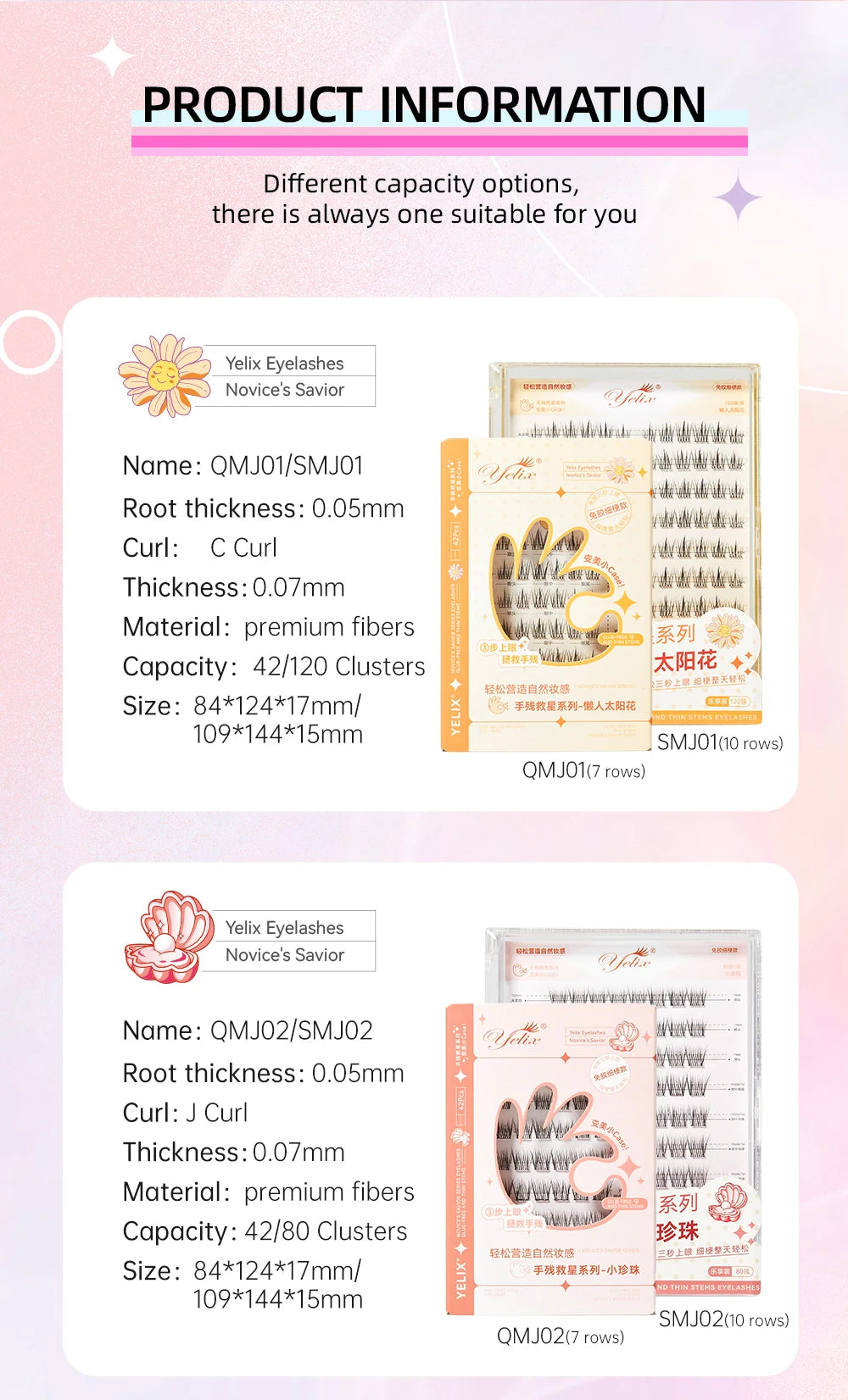 Yelix Self-adhesive Glue Free False Eyelashes Reusable DIY Segmented DIY Lashes Clusters No Glue Needed Natural Soft Lashes