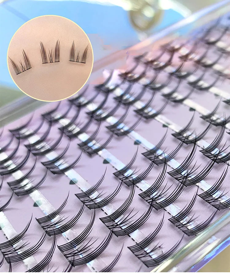 Cat Eye Individual Lashes Ultra-Large Wispy Thin Band Individual Cluster Lashes Kit for Self Application BQI Diy Lash Extensions