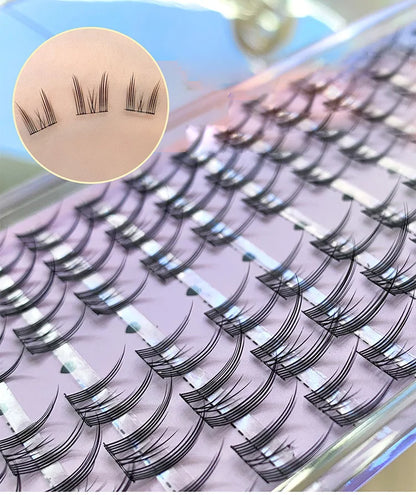 Cat Eye Individual Lashes Ultra-Large Wispy Thin Band Individual Cluster Lashes Kit for Self Application BQI Diy Lash Extensions