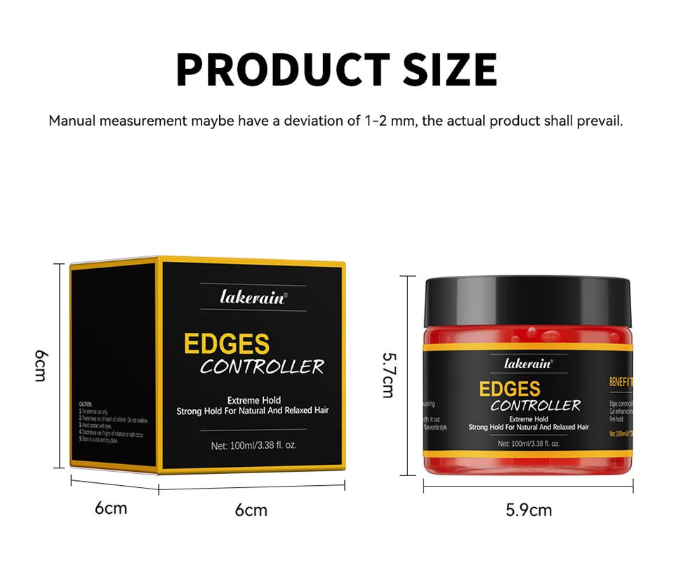 Edge Control Strong Hold Hair Gel Thick Edges Styling Gel Non-Greasy Non-Flaking No White Cast Long Lasting Supports All Hair Ty