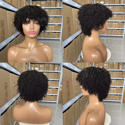 Afro Kinky Curly 100% Human Hair Full Machine Explosive Head Wigs High Quality Brazilian Virgin Hair Wig For Black Women Daily