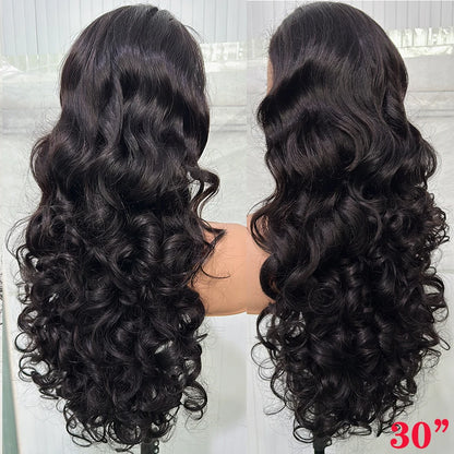 100% Unprocessed Indian Hair Double Drown Bouncy Loose Body Wave 13x4 Lace Frontal 4x4 Lace Closure HD Glueless Wig 250% Density