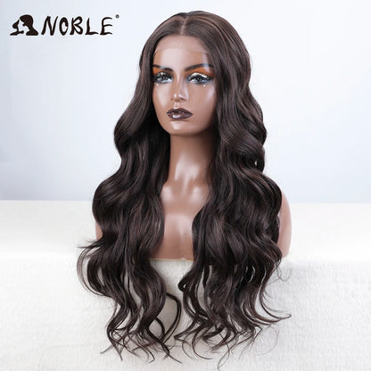 Noble Cosplay Lace Front Wig 30 Inch Lace  Long Wavy 360 0mbre Blonde Wig Red African American Synthetic Wigs For Black Women