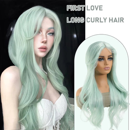 Synthetic wig linen long straight hair with bangs long curly hair ponytail extensions dirty braids Halloween Christmas gifts