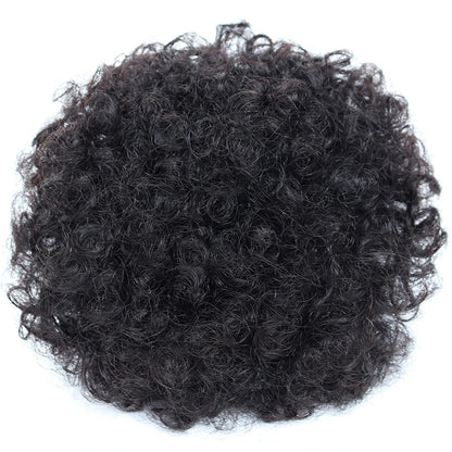 Afro Puff Drawstring Ponytail Human Hair Brazilian Kinky Curly Drawstring Ponytail Afro Puff Bun Chignon Accessories