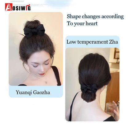 synthetic Half-tie Hair Claw Feather Shuttlecock Head Lazy Meatball Head Crab Clip Wig Catch Clip High Ponytail Hair Accessories