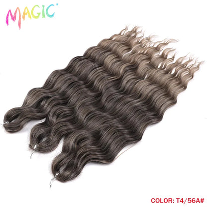 Magic Hair Synthetic Loose Deep Wave Braiding Hair Extensions 24 Inch Water Wave Braid Hair Ombre Blonde Twist Crochet Curly Hai