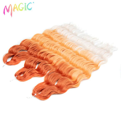 Magic Hair Synthetic Loose Deep Wave Braiding Hair Extensions 24 Inch Water Wave Braid Hair Ombre Blonde Twist Crochet Curly Hai