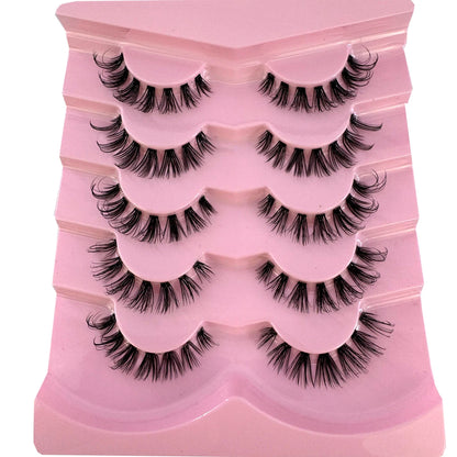 New 5 Pairs Cat Eye Lashes Faux Mink Eyelashes Natural long Manga Lashes Winged End Eye Elongated Eyelashes Fake Lashes Makeup