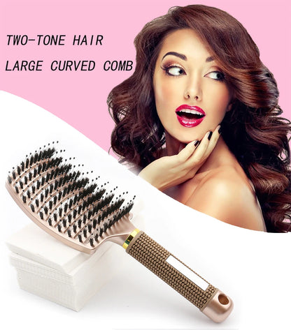 Hair Brush Hair Comb Detangling Hair Brush Bristle&Nylon Women Wet Massage Comb Curly Hairdressing Salon Styling Tools