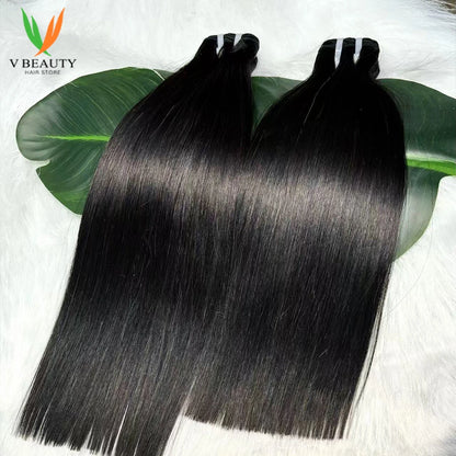 Raw Vietnamese Hair Bundles 16A Grade Virgin Human Hair Double Drawn Bone Straight Natural Color Hair Bundles Unprocessed