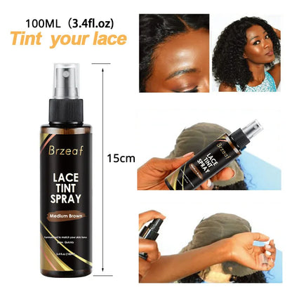 Lace Tint Spray For Lace Wigs Dark Brown Middle Brown Light Brown Lace Tint Spray For Closures, Wigs And Closure Front 100Ml