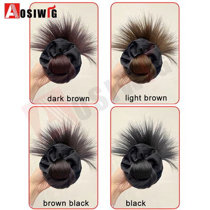 synthetic Half-tie Hair Claw Feather Shuttlecock Head Lazy Meatball Head Crab Clip Wig Catch Clip High Ponytail Hair Accessories