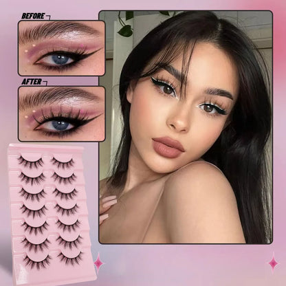 7 pairs of reusable fairy tale style false eyelashes - A-type doll natural appearance, long and curly, 10-12 millimeters, ultra-