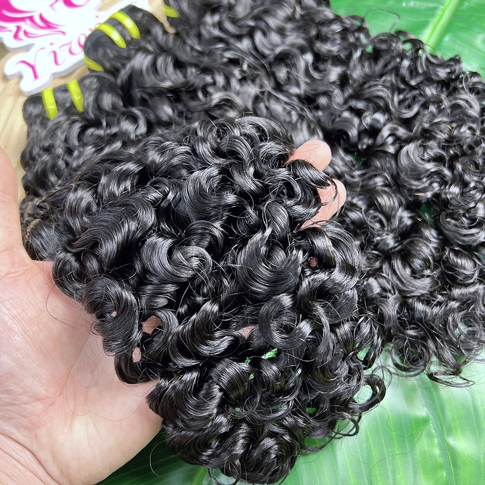 Yiwigs Burmese Curly 100% Human Hair Bundles Bouncy Curly Unprocessed Raw Virgin Hair Weave Extensions For Black Women