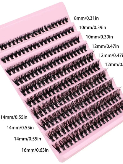 200 Pieces DIY Personal Lashes 40P Eyelash Cluster Natural Look Wispy Lashes 9-16MM D Curly Hair Personal Clusters Lashes Fluffy