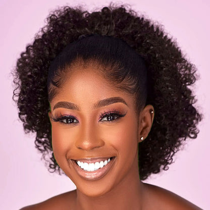 Afro Puff kinky curly Drawstring Ponytail Bun Extension for Black Women Synthetic Short Afro Kinkys Curly Afro Hairpieces