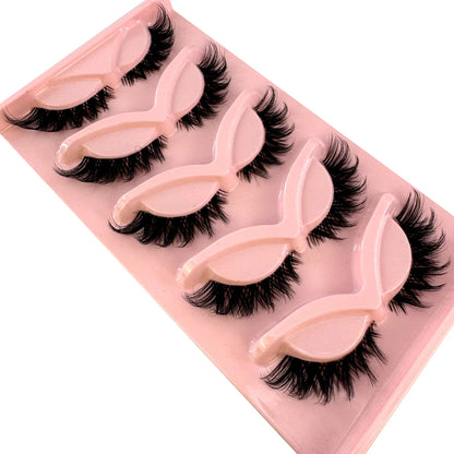 New 5 Pairs Cat Eye Lashes Faux Mink Eyelashes Natural long Manga Lashes Winged End Eye Elongated Eyelashes Fake Lashes Makeup
