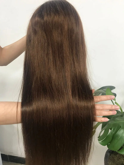 Full Lace Wig Human Hair 30 32 Inch Straight Lace Front Wigs Human Hair Brown Human Hair Wigs Pre Plucked 180 density