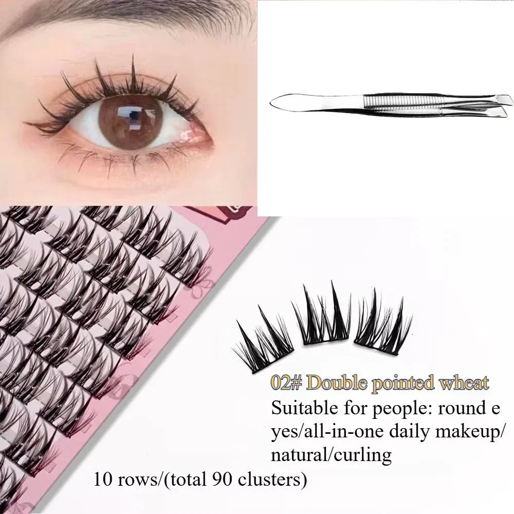 3D DIY Segment False Eyelashes – Glue-Free, Easy Wear, Reusable Cluster Lashes for Natural Korean Look & Eye-Enlarging Daily Mak