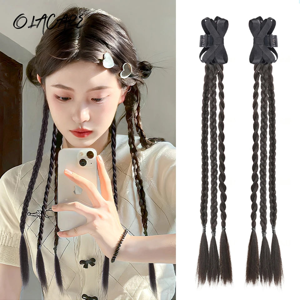 Ponytail Extension Bow Claw Curly Wavy Clip in Hairpiece Ponytail Hair Extensions Long Pony Tail Synthetic for Women Girl Daily