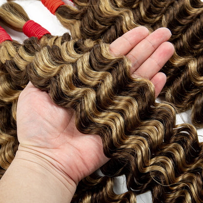 Deep Wave Bulk Human Hair for Boho Braids No Weft 100% Virgin Human Hair Bulk for Braiding Curly Extension Bundles for Women