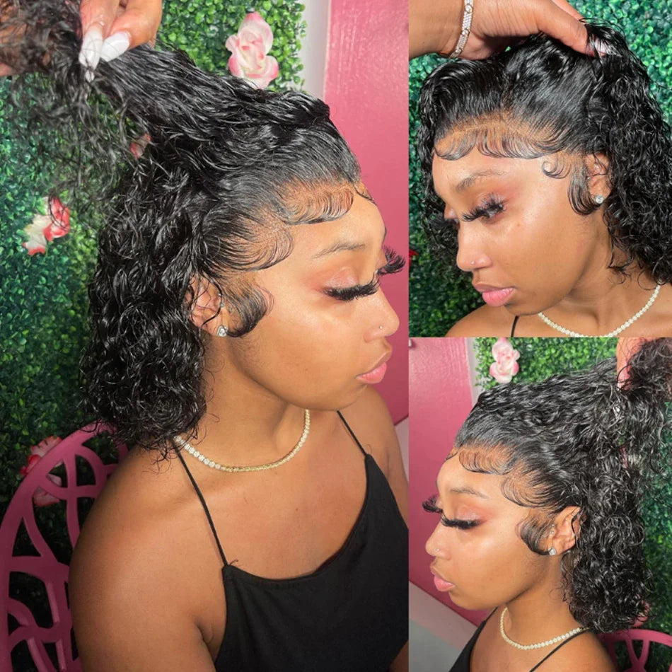 T Part Mongolian Kinky Curly Lace Front Wigs For Women Preplucked With Baby Hair Curly 12A Human Hair Wigs Deep Curls Wig Hair