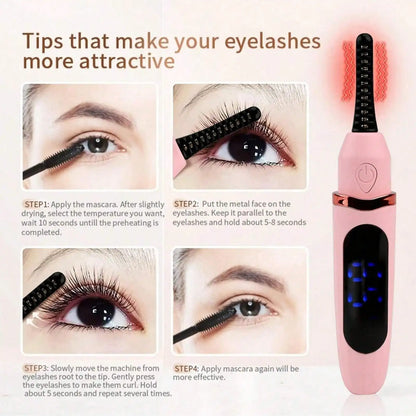 Electric Eyelash Curler Eyebrow Trimmer USB Rechargeable Portable 2-In-1 Multifunctional Heated Eye Lashes Curling Tool
