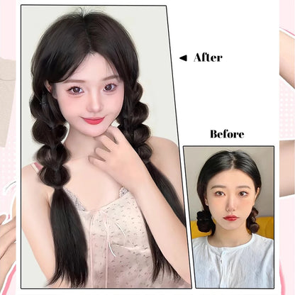 Ponytail Extension Bow Claw Curly Wavy Clip in Hairpiece Ponytail Hair Extensions Long Pony Tail Synthetic for Women Girl Daily