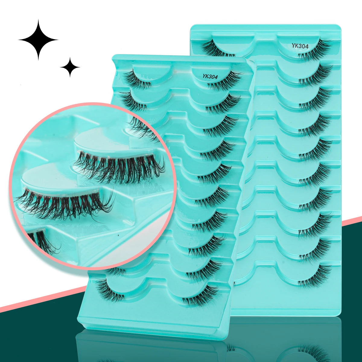 3D Mink Lashes 3/10 Pairs Cat Eye Half Lashes Natural Long False Eyelashes Strip Makeup Soft Fake Eyelash Extension Make Up Tool