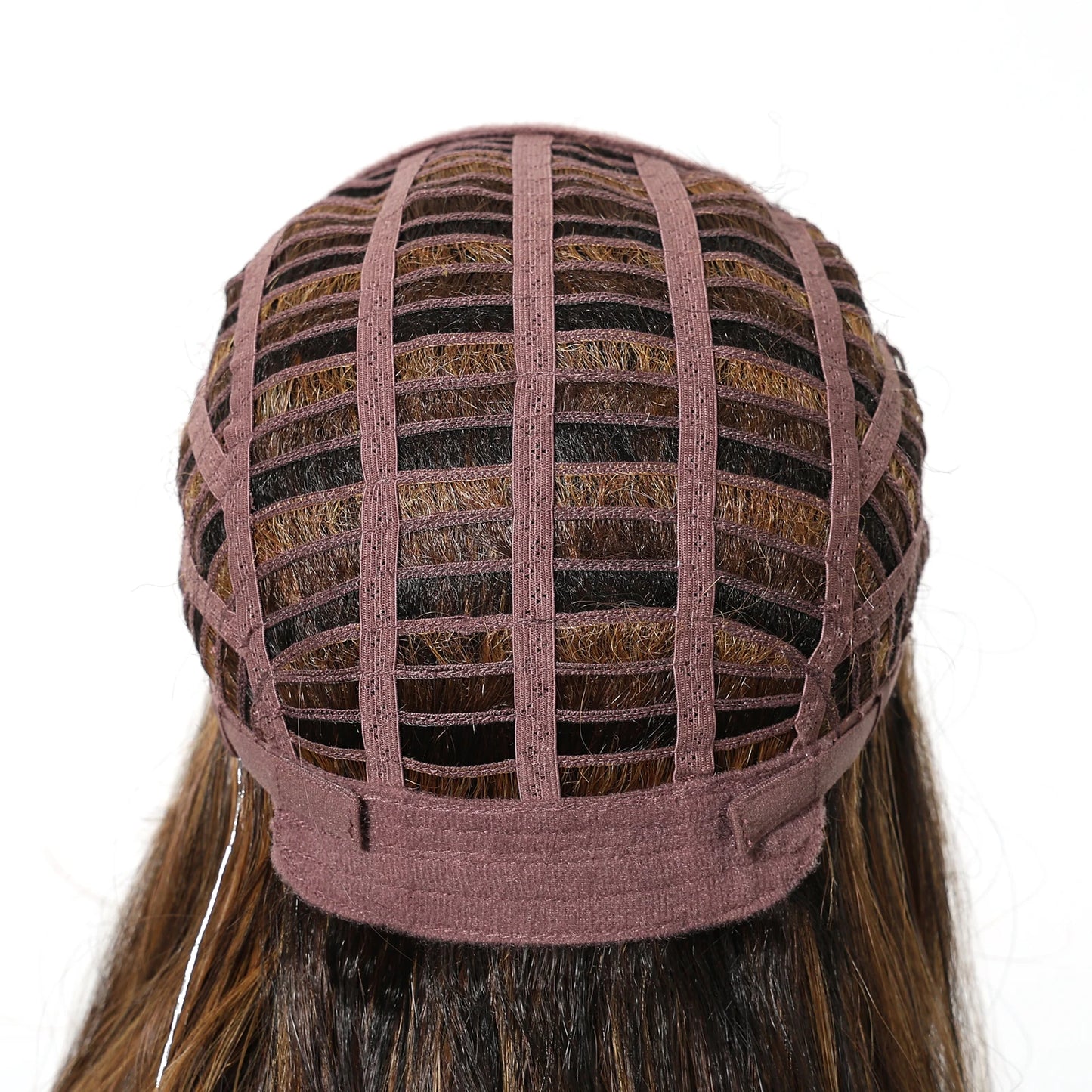 Long Wavy Curly Lace Front Synthetic Wigs for Women Brown With BLonde Highlights MONO Top Wigs Free Part Futura Wigs Glueless