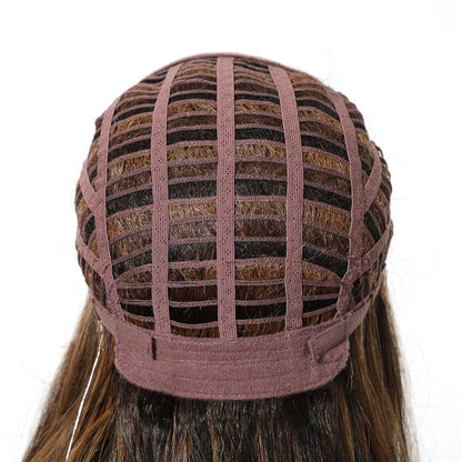 Long Wavy Curly Lace Front Synthetic Wigs for Women Brown With BLonde Highlights MONO Top Wigs Free Part Futura Wigs Glueless