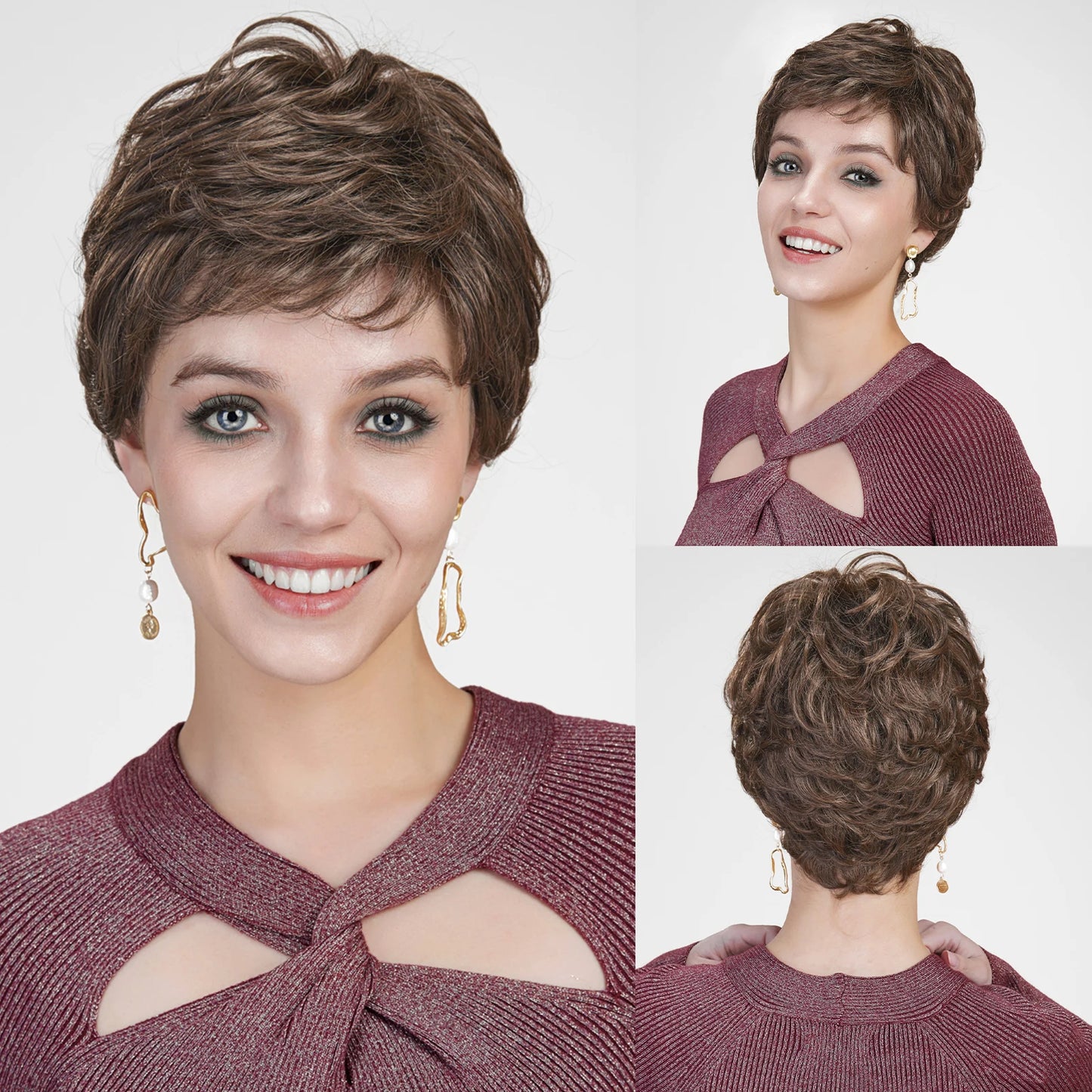 MONO Lace Hair 100% FUTURE Fiber Blonde Pixie Cut Wigs Breathable Mono Lace Front Synthetic Wig Daily Use Heat Resistant Fiber