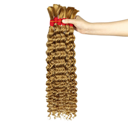 Deep Wave Bulk Human Hair for Boho Braids No Weft 100% Virgin Human Hair Bulk for Braiding Curly Extension Bundles for Women