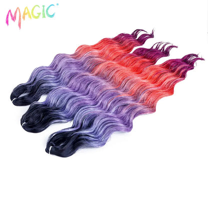 Magic Hair Synthetic Loose Deep Wave Braiding Hair Extensions 24 Inch Water Wave Braid Hair Ombre Blonde Twist Crochet Curly Hai