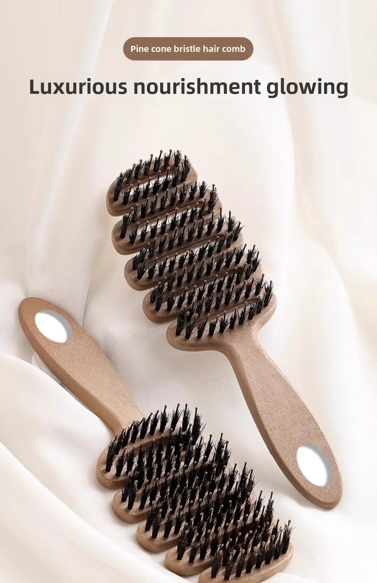 Boar Bristle Hair Comb Hollow Detangling Hair Brush Women Scalp Massage Brush Curly Hairbrush Salon Hairdressing Styling Tools